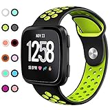 NANW Bands Compatible with Fitbit Versa/Versa 2 / Versa Lite Edition Small Large, Soft Silicone Replacement Band for Versa/Versa 2, Air Hole Wristband Strap for Women Men