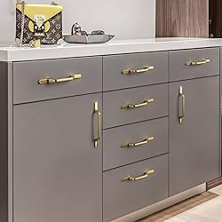 Goo-Ki 6 Pack Brushed Gold Cabinet Handle Drawer