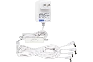 HUZUM 4.5V Lemax Power Adapter Compatible with Lemax Lighted Accessory 94566 94563 94564 94565 74295 74269 74707 84428 44242 Christmas Halloween Village Lights Micro Lighting Building Decor(4 Output White)