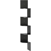 Amazon Basics 5-Tier Corner Shelf, Wall-Mounted, Floating Corner Bookshelf for Living Room, Bedroom, Bathroom, Home Office, 7.8"D x 48.5"W x 7.8"H, Black