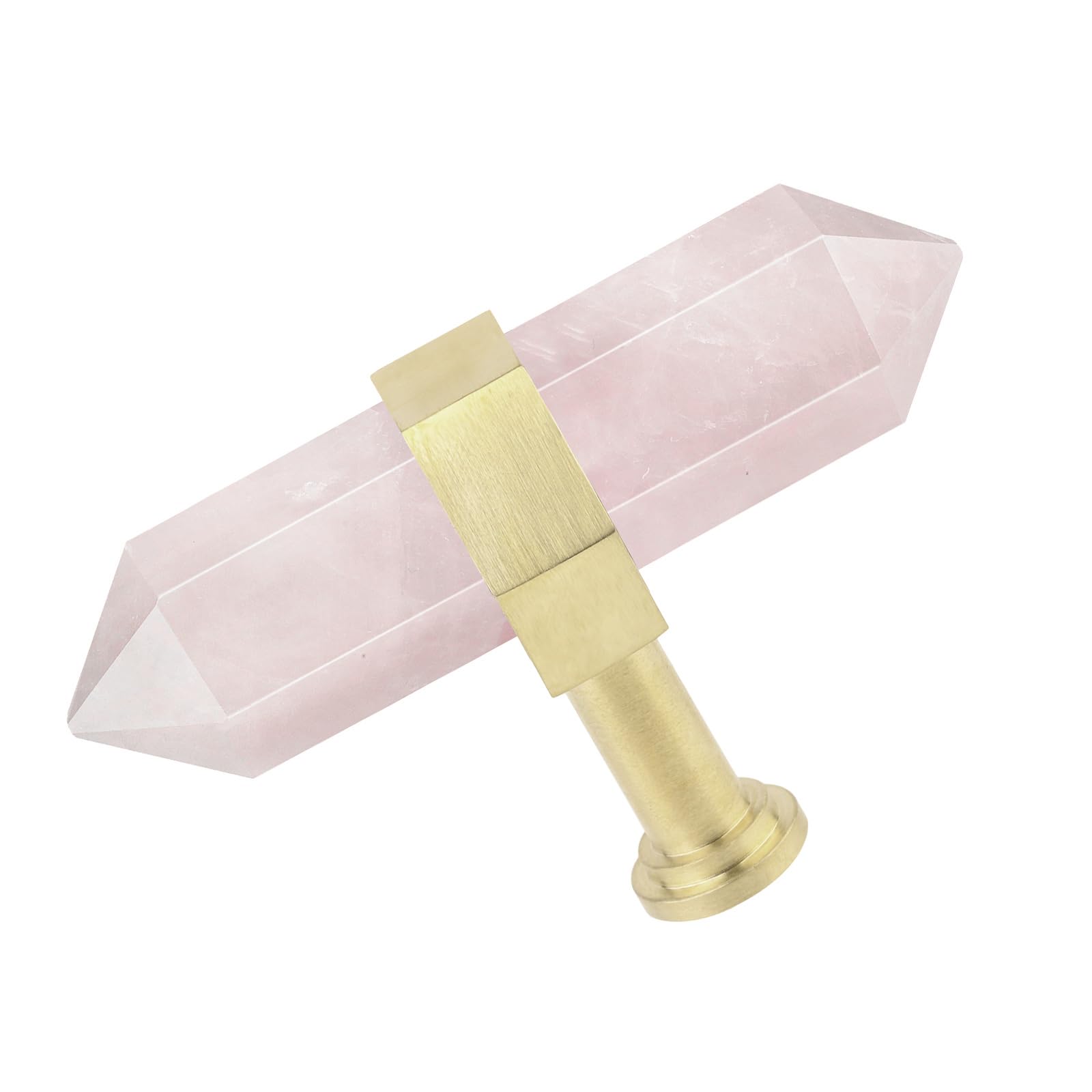 mookaitedecor Set of 2 70mm Rose Quartz Crystal Stone Wands Drawer Knobs with Screws, Healing Crystal Gifts, Semi Preicous Stones Quartz Pull Handles for Cabinet Cupboard Wardrobe Home Decor