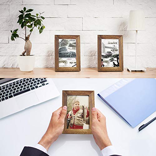 Emfogo 4x6 Picture Frame Photo Display for Tabletop Display Wall Mount Solid Wood High Definition Glass Photo Frame Pack of 2 - Thumbnail 4