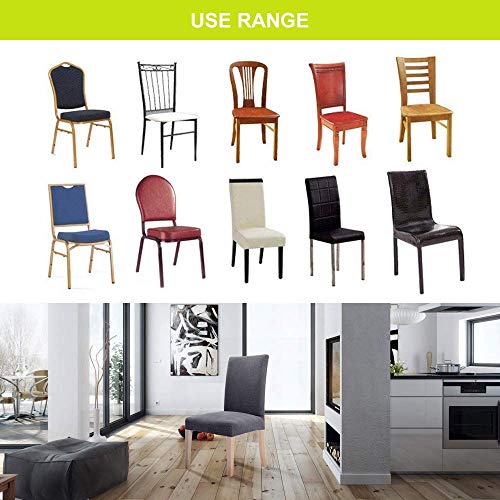 Leanking Knit Spandex Fabric Stretch Removable Washable Dining Room Chair Slipcover Home Decor Set of 4 (Grey Leaf, 4 Pcs) - Thumbnail 3