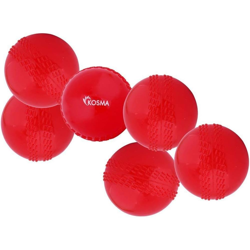 Kosma Pack of 6 Windball Cricket Ball | Indoor & Outdoor Soft Training Cricket Ball for Coaching Practice (Red)