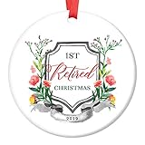 Retirement 2019 Christmas Tree Ornament 1st First Holiday Season Retiring From Job Work Ceramic Collectible Keepsake Man Woman Retired Party Present 3