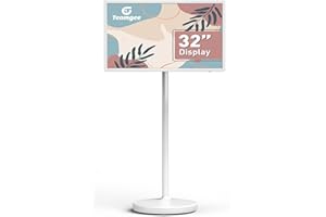 Teamgee 32-Inch Portable Smart Screen on Wheels, Wireless Touch Monitor with 8-Hour Battery, Android 13, Full-Motion Mount for Streaming, Work, and Multi-Purpose Use