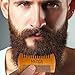 Wooden Beard Comb With Leather Case - Handcrafted Solid Beechwood Beard, Mustache and Head Hair Pocket Combs for Men Dual Action Fine & Coarse Teeth Perfect for Conditioner Oils and Beard Balms