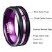 Nuncad Purple Tungsten Ring for Men 8mm Center Grooved Black Matte Finish Beveled Edge Size 7 to 12