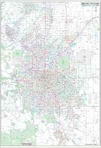 Metro Denver CO Detailed Region Wall Map w/Zip Codes *Laminated* 36"x52