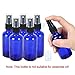 Fiery Youth Cobalt Blue Glass Spray Bottles, 6 Bottle Set, 2 oz (50ml), for Various Dilutions of Liquid, with Plastic Black Fine Mist Sprayers, Dust Caps and Glass Dropper