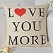 Anickal Set of 2 Valentines Pillow Covers 18x18 for Valentines Day Decorations I Love You Love You More Quote Decorative Throw Pillow Covers Cotton Linen Cusion Cover for Home Farmhouse Decor