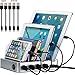 Simicore Smart Charging Station Dock & Organizer for Smartphones, Tablets & Other Gadgets - 4-Port Compact Multiple USB Charger & Phone Docking Station with Charging Status Indicator (Silver)