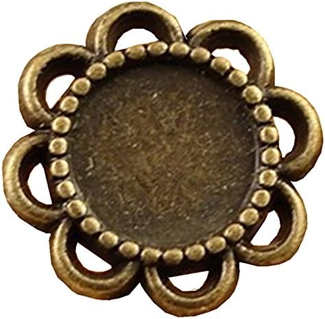 100pcs/lot Flower Shape Round Cabochon Earring Settings 10mm Alloy Trays Pendant