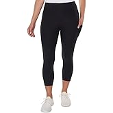 KIRKLAND Signature Capri Leggings for Women - Yoga Leggings - Gym Workout Athletic Yoga Pants with Pockets (Black, XS)