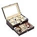 AUTOARK Leather 12 Mens Watch Box with Jewelry Display Drawer Lockable Watch Case Organizer,Brown,AW-003