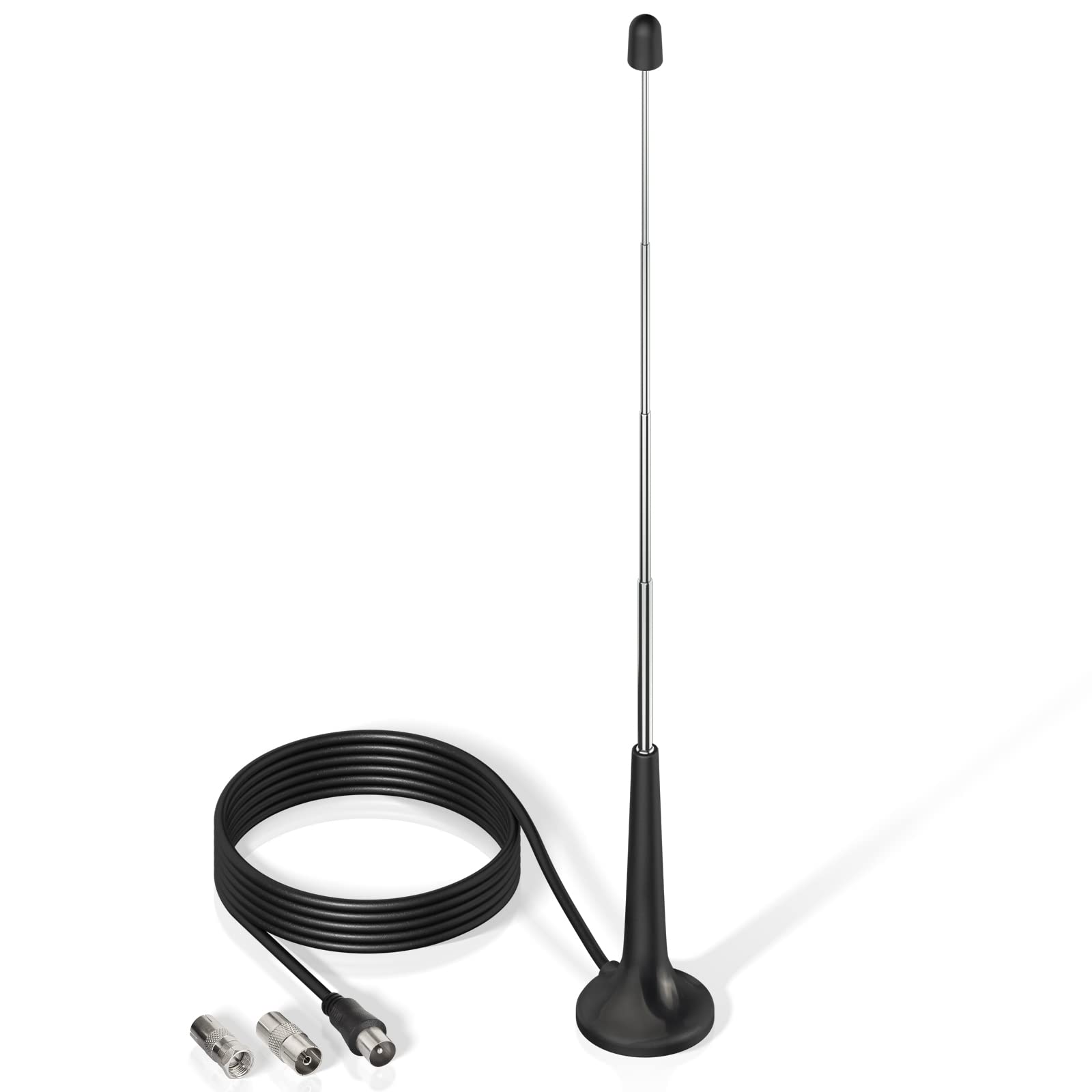 Bingfu DAB FM Radio Antenna Indoor Telescopic FM Aerial Rod Magnetic Base with 3Meter Extension Cable for Tuner Radio Portable HiFi Receiver Stereo Home Theater AV Receiver