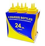 New Star 26580 Wide Mouth Plastic Squeeze Bottles, 24-Ounce, Yellow, Set of 6