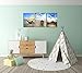 Wall Art Framed Modern Small Boat Canvas Prints Artwork Landscape Sea Beach Blue Sky Pictures Paintings on Canvas for Home Decorations