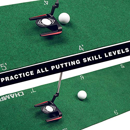 CHAMPKEY Premium Golf Putting Mat Come with Golf Putting Gates True