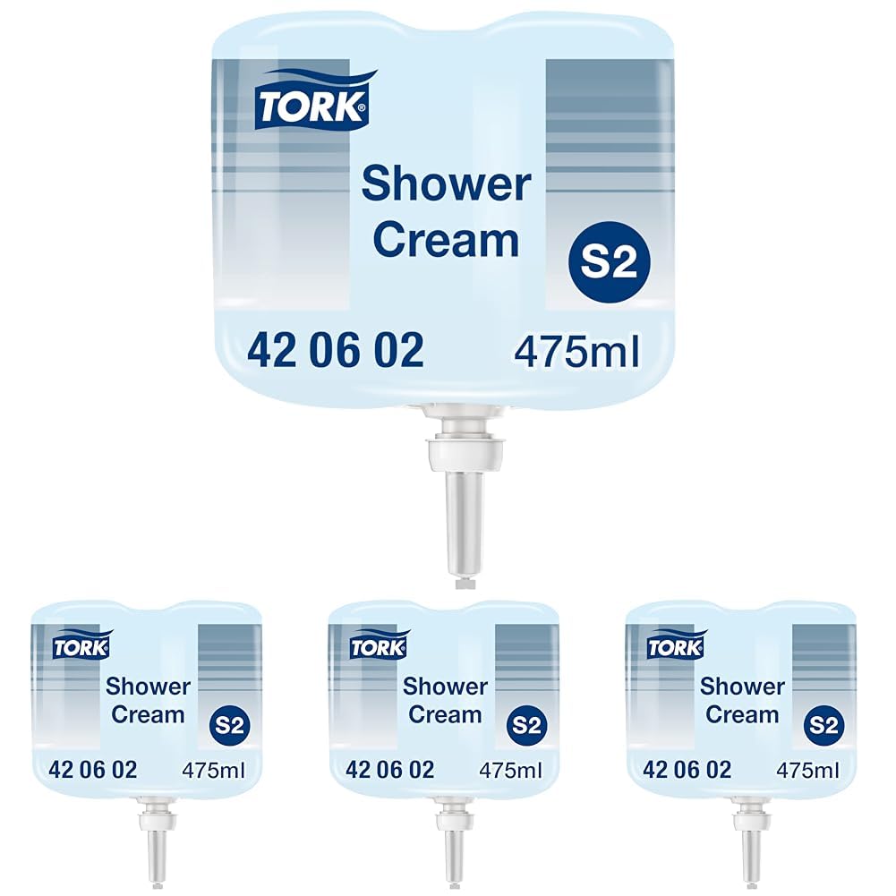 Tork Hair & Body Mini Liquid Soap - 420602-2-in-1 Shower Gel and Shampoo for S2 Dispenser Systems - Premium Quality,1 x 475 ml,Light Blue (Pack of 4)