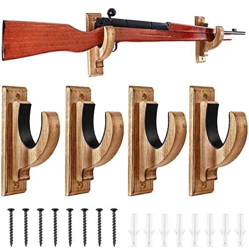Juexica 4 Pack Gun Rack Rifle Shotgun Bow Wood Rifle Stand Rustic