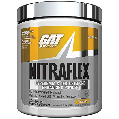 GAT Sport NITRAFLEX ,Testosterone Boosting Powder, Increases Blood Flow, Boosts Strength and Energy, Improves Exercise Performance, Creatine-Free (Pineapple, 30 Servings)