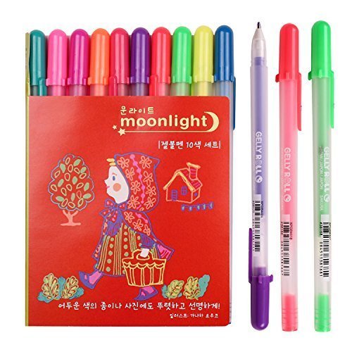 Sakura Pgb10c53 10-piece Gelly Roll Assorted Colors Blister Card Moonlight 10 Bold Point Gel Ink Pen Set