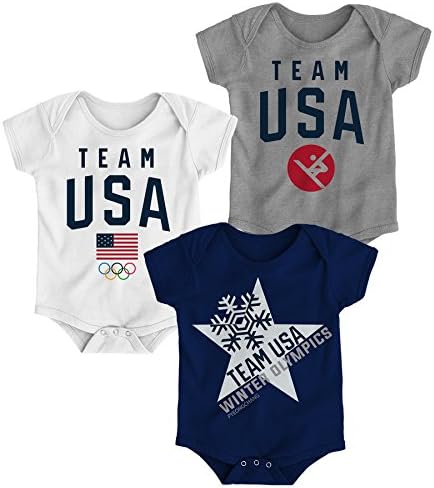 Olympics Team Usa Children Unisex "Starflake Skiier" 3Piece Onesie Set, 24 Months, Navy