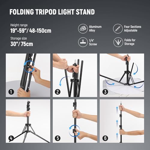 NEEWER LED Ring Light 48 cm Outdoor 55W 5600K Dimmable with Light Stand, Bluetooth Receiver for Smartphone, Youtube, TikTok, Self-Portrait