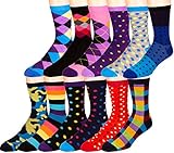 Men's Pattern Dress Funky Fun Colorful Socks 12 Assorted Patterns Size 10-13
