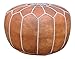 maisonmarrakech Handmade Leather Footstool Marrakech Tan Brown with White Stitching Unstuffed 23
