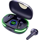 MWRPCRDN Wireless Earbuds Bluetooth Headphones 50H Playback Touch Control Noise Cancellation LED Power Display Charging Case IPX7 Waterproof Earphones with Mic Headset Gym Work