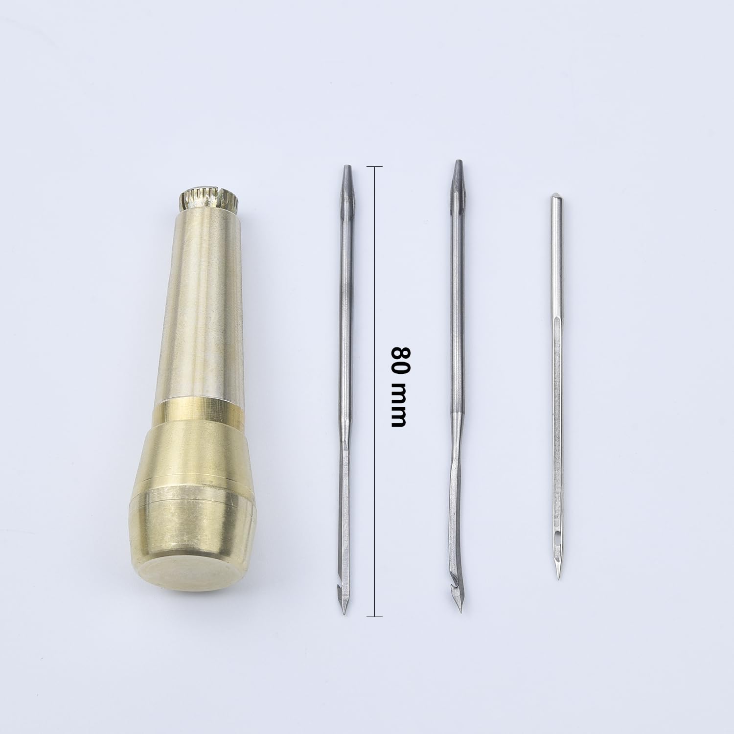 abolius 2 Pcs Leather Sewing Awl Needle with Copper Handle, Sewing Awl Hand Stitcher Shoe Repair Tool Kit, Leather Craft Needle Kit Shoe Repair Tool with 6 Needles