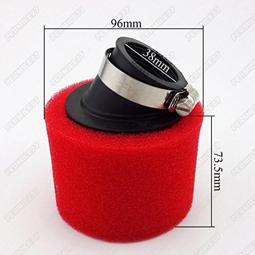 Red 38mm Angled Foam Pod Air Filter 110cc 125cc Pit Dirt Bike ATV GY6 50 Scooter