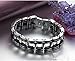 LEADCIN Masculine Mens Bike Chain Bracelet Stainless Steel Link, Silver Black Stone … (1)