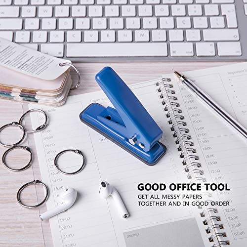 Single Hole Punch Heavy Duty Paper Hole Puncher Small One Hole Punch with Extra 6 Book Rings - Thumbnail 4