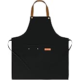 Lengnuantazhi 3 Pack Chef Apron Waterproof Adjustable with 2 Pockets for Men Women, Apron for Cooking Baking Restaurant