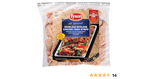 Tyson Boneless Skinless Chicken Thigh Strips 2 Pound Frozen Amazon Com Grocery Gourmet Food