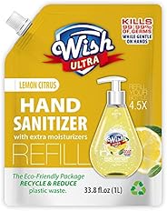 Wish Recambio Pack 33,8 oz perfumado con hidratante adicional 1 litro de desinfectante de manos (limón cítrico)