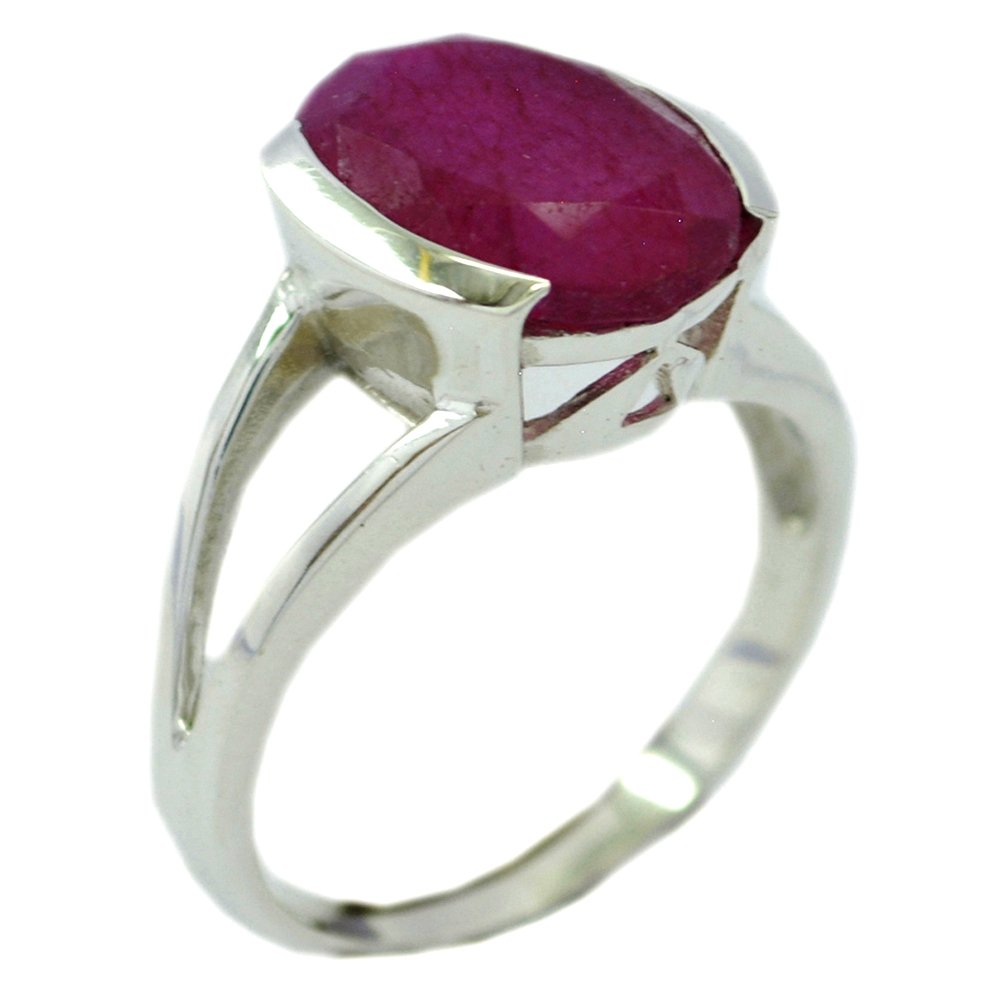 55CaratGenuine Indian Ruby Sterling Silver Ring for Women Oval Shape Birthstone Size 5,6,7,8,9,10,11,12