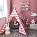Tiny Land Kids Teepee Tent for Girls Princess, 5' Canvas Childrens Play Tent for Indoor Outdoor with Carry Case , Pink & White Stripe