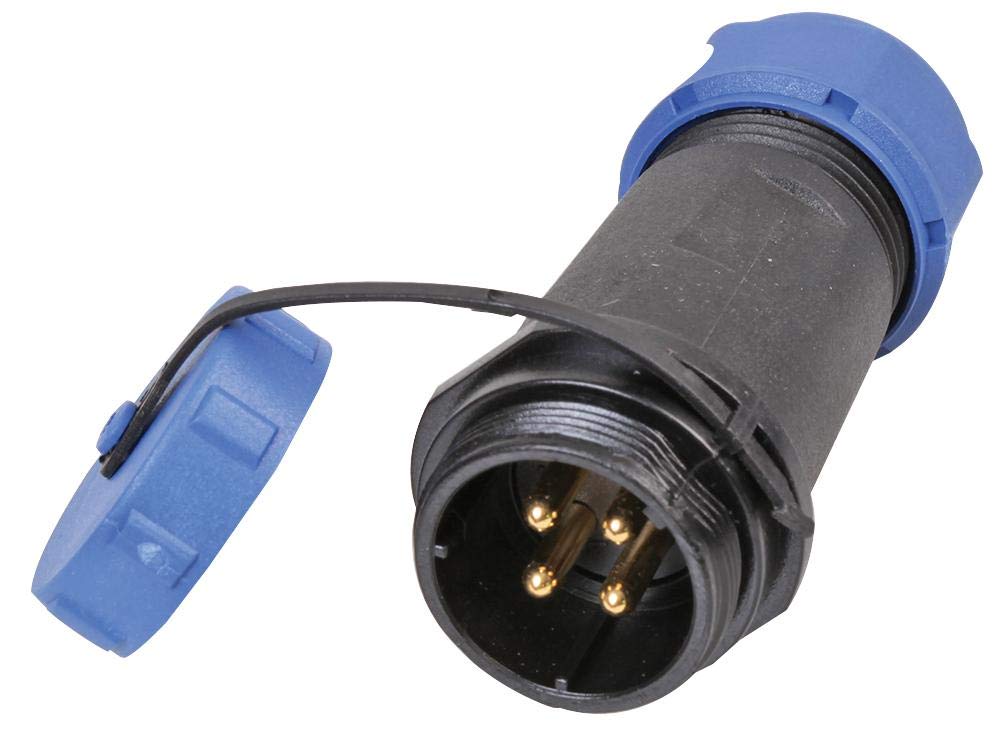 PRO ELEC SP211 Series Circular Cable Mount Plug – 4 Contacts, Threaded, IP68, 500V AC, 30A, Gold-Plated Solder Socket
