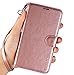 J7 Case, Galaxy J7 Wallet Case,Luxury PU Leather Wallet Case Flip Cover Built-in Card Slots & Stand for Samsung Galaxy J7 2015 (Rose Gold)
