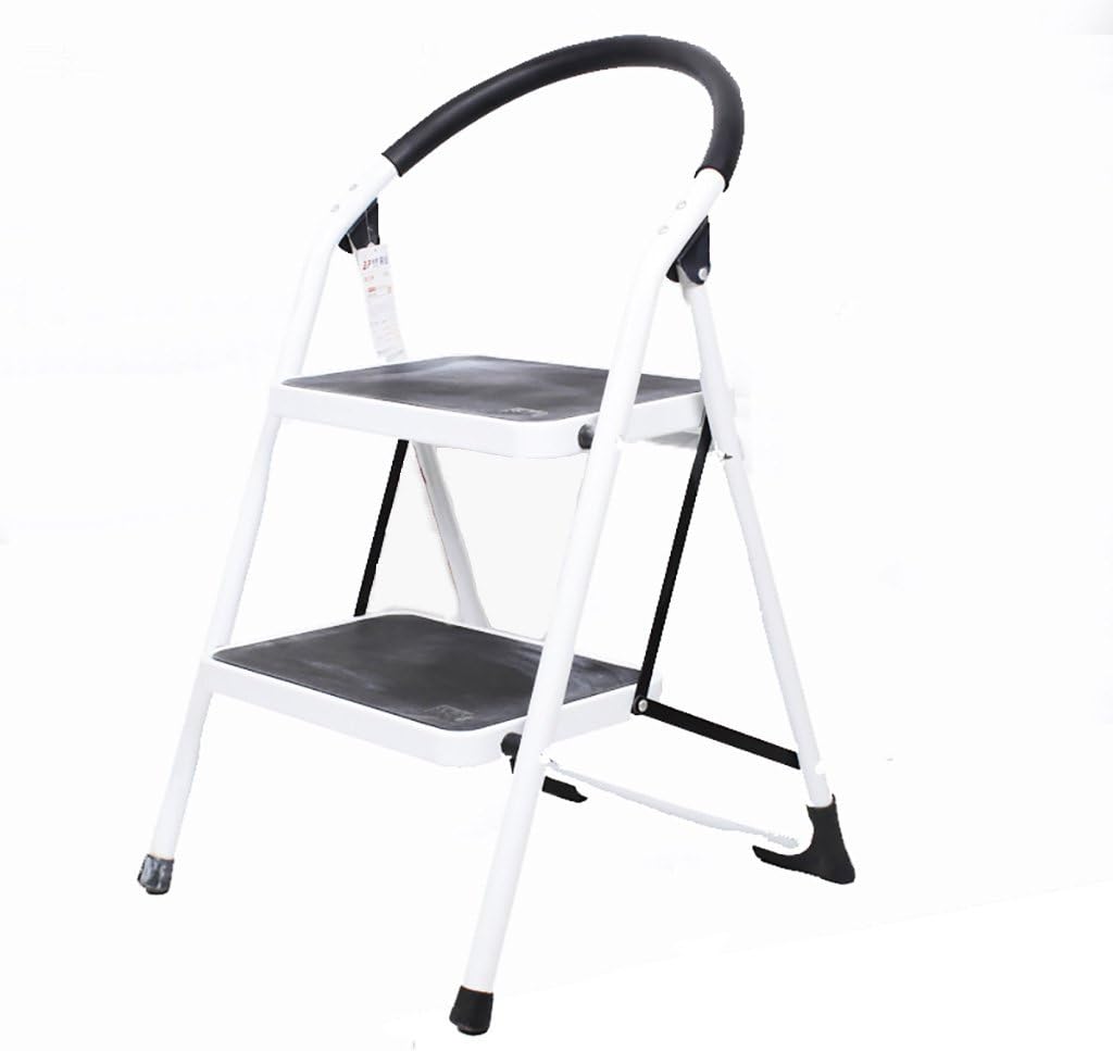 LIZIJJ Step Ladders Step Stool, European Simple Steel White