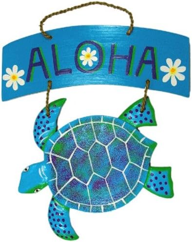 Alii of Hawaii Hanging Honu Sign with Aloha