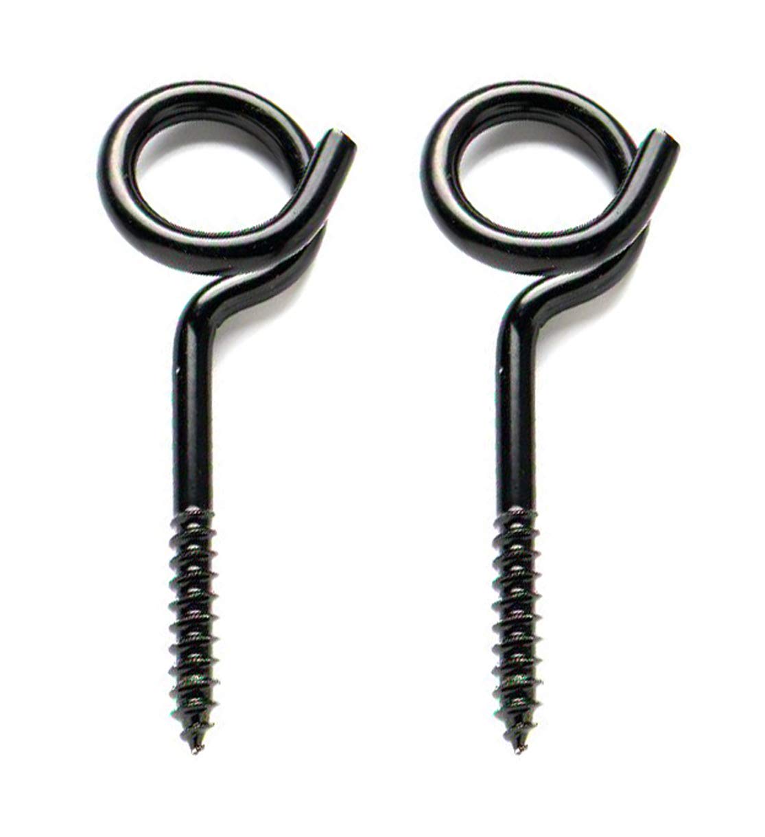 fiXte Screw in Pigtail Swing Hook Hangers, Black Japanned or Zinc, Pack of 2 (Black)