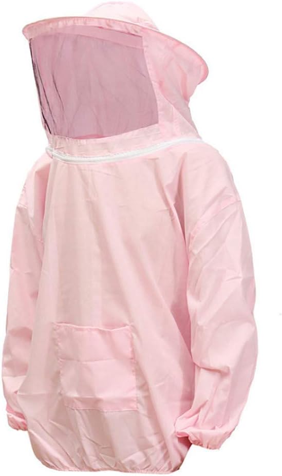Bee Coat,PBudiYr Anti bee Suit Protective Beekeeper Cotton Beekeeping Jacket Veil Beekeeper Equip (Pink)