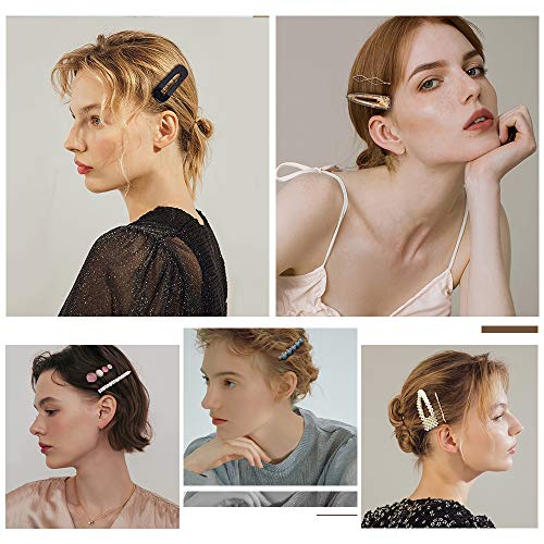 24Pcs Hair Clips - Cehomi Fashion Korean Style Pearls Hair Clips Barrettes Sweet Artificial Macaron Acrylic Resin Hairpins for Women,Ladies and Girls Headwear Styling Tools Hair Accessories