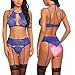 Avidlove Women Lace Lingerie Set with Garter Belts Teddy Babydoll Bodysuit Dark Blue M