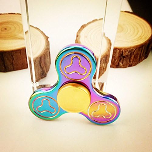 jj Rainbow/LED Metal Hand Tri Spinner Fidget EDC Toys Finger Tip Gyro Kids Spin Toy rainbow small b e ar